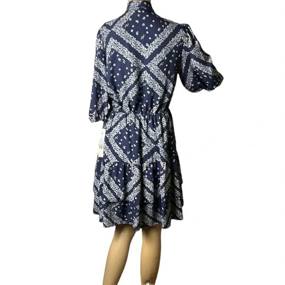 Y2K Nanette Lepore tiered,puff sleeve,floral,tie wrap,cut out,midi dress,sz 4, - Picture 10 of 15